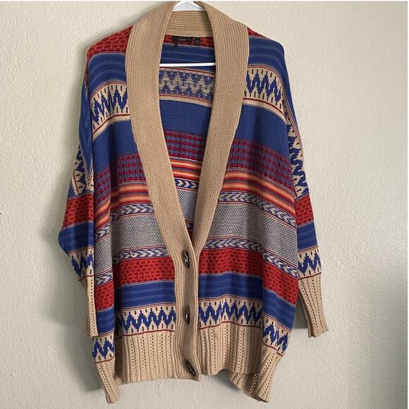 Dex Sweaters - DEX Women's XS Knit Toggle Cardigan Sweater Southwest 3/4 Sleeves Oversized